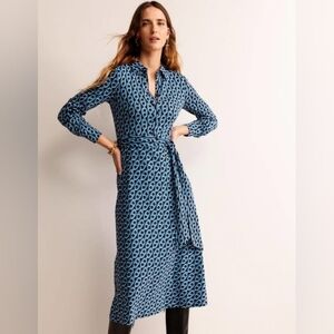 Boden Laura Chain Link Print Belted Midi Dress 8